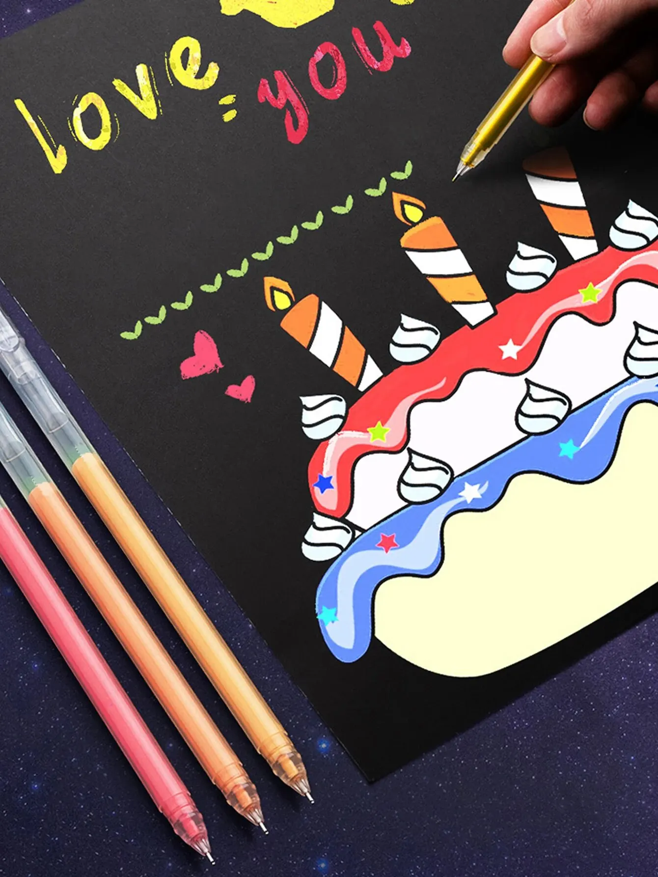 12-farbiger Nadel-Textmarker mit großer Kapazität, feine Spitze, 0,5 mm, Gelstift, Zeichnung, DIY, schwarzer Karton, Zeichnung, Markierung, Tagebuch, Kritzeln – Detail 6