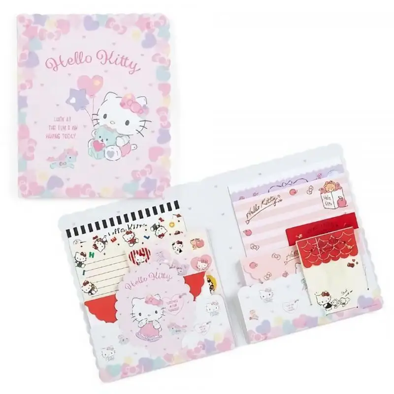 Sanrios Envelope Letter Paper Set Cute Kuromi My Melody Kitty Hand Account Note Paper Sticker Student Greeting Card Holiday Gift