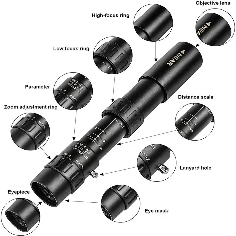 TINSOL New 10-300X Scalable Long Range For Photography Portable Night Vision Zoom Telescope For Travel Monocular Telescope image 4
