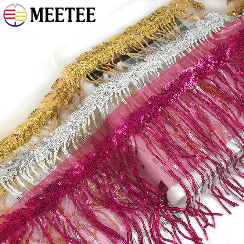 

2/3/5Yards 10cm Sequin Tassel Fringe for Dresses Latin Clothing Lace Trim Decoration Trimmings Stitching DIY Sewing Accessories