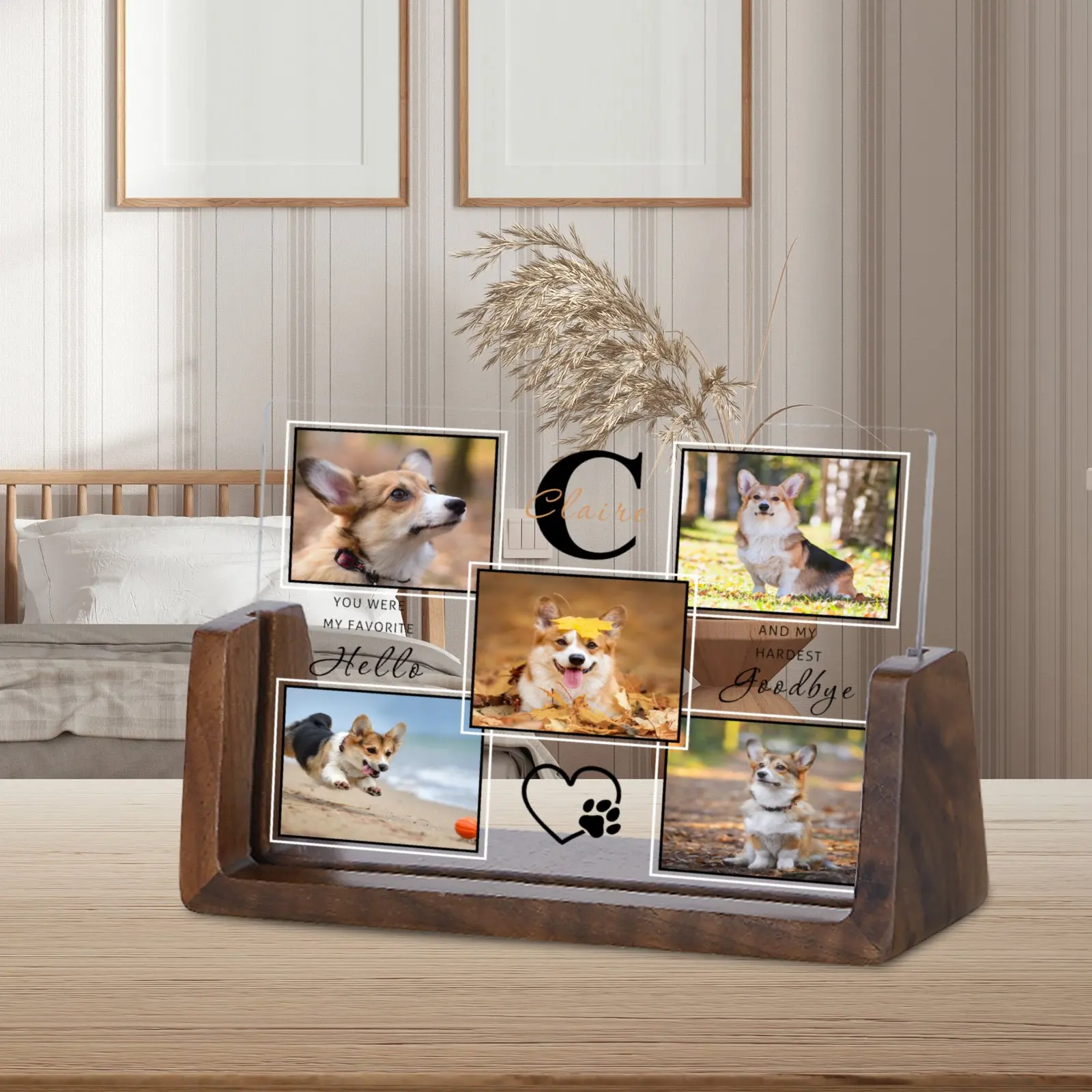 Personalized 5 Pet Photo Collage Frame Custom Dog Memorial Rustic Picture Frame Loss Bereavement Present for Pet Lover Dog Owner