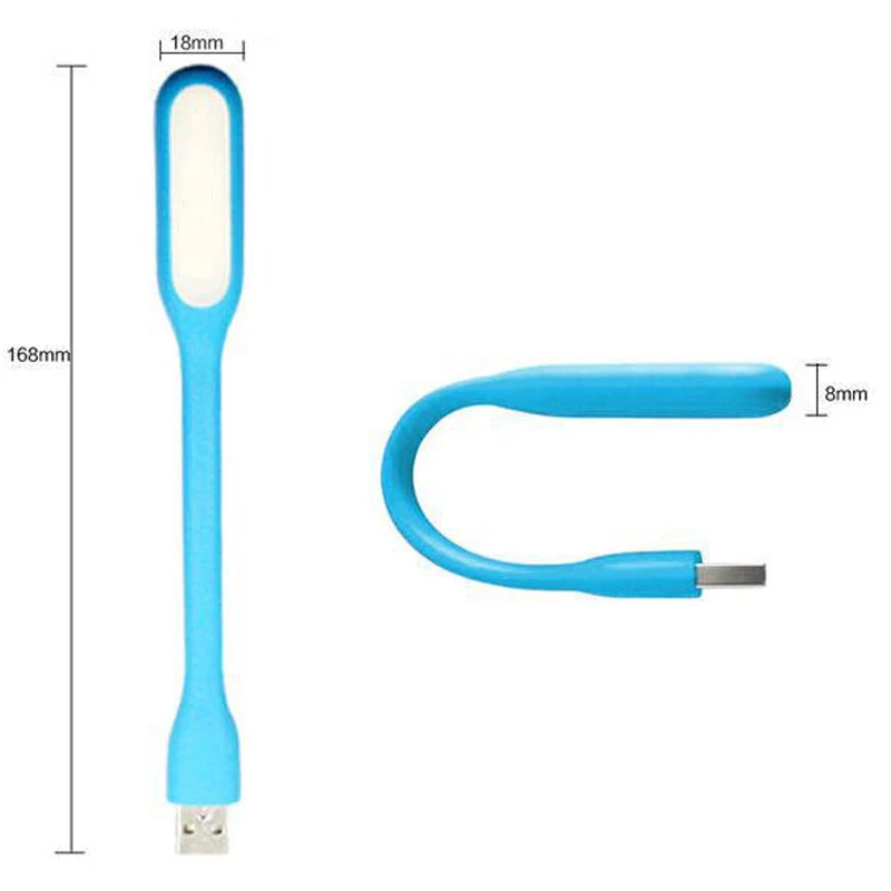 1PCS Foldable Blue Super Bright USB Led Light Mini Portable Flexible Book Light Reading Light for Mobile Power Computer Laptop