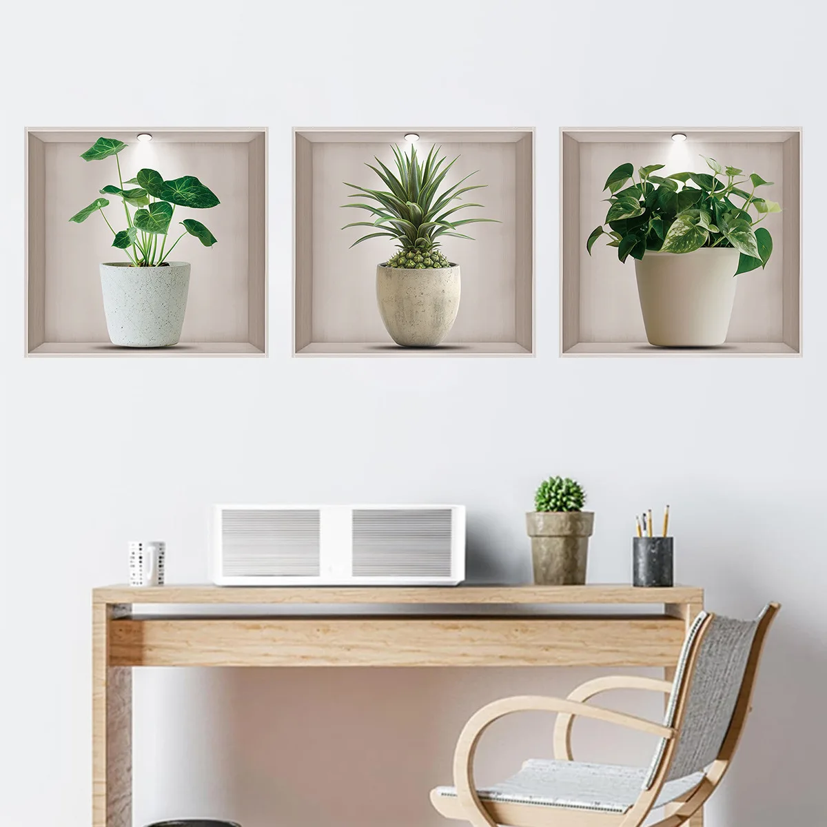 Flower pots, green plants, wall stickers, living rooms, offices, background walls, decorative wall stickers
