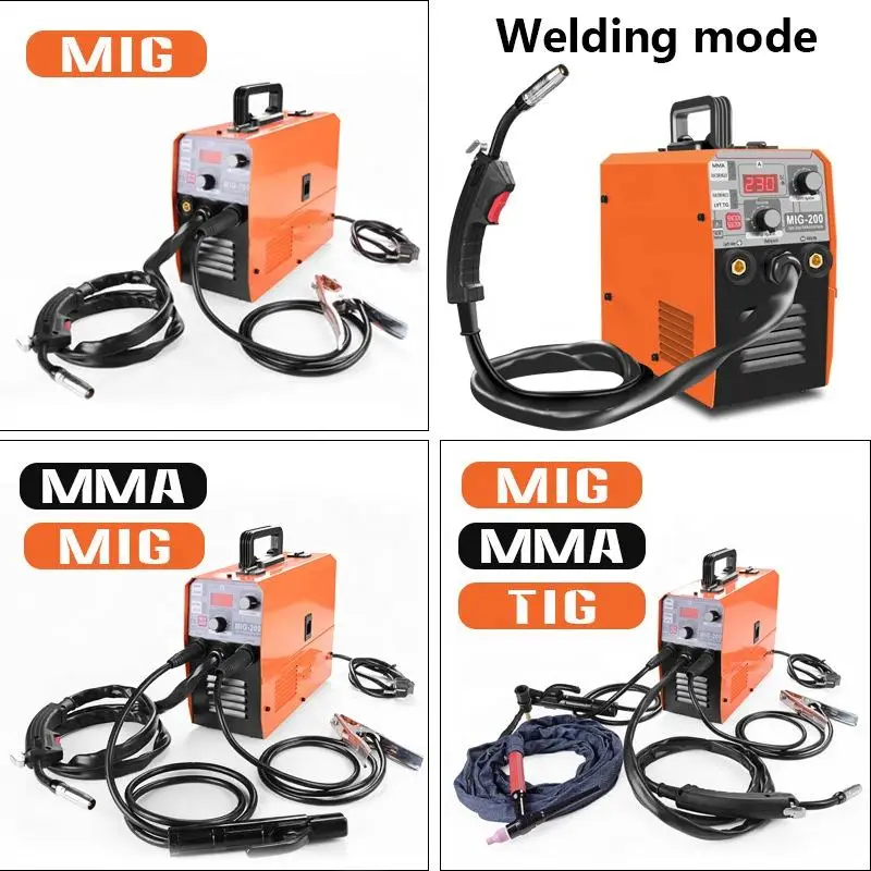 Soldador portátil Mig com controle colaborativo TIG, Tig Arc, 220V, 0.8 Flux Core, 1.0 Lift, 3 em 1