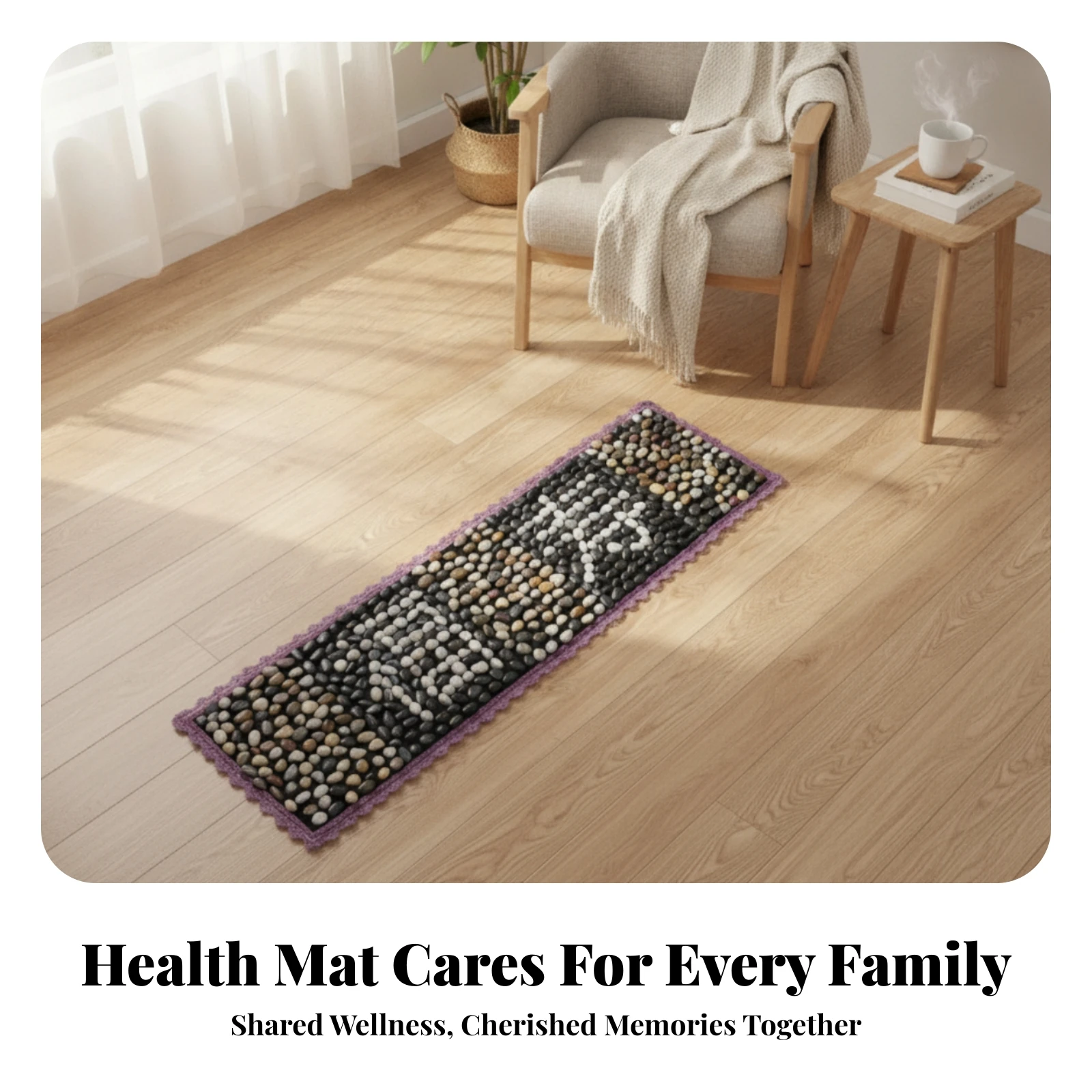 Walking Stone Mat Foot Acupressure Mat Helps Relax Tired Feet Pebble-Textured Pink Health Product