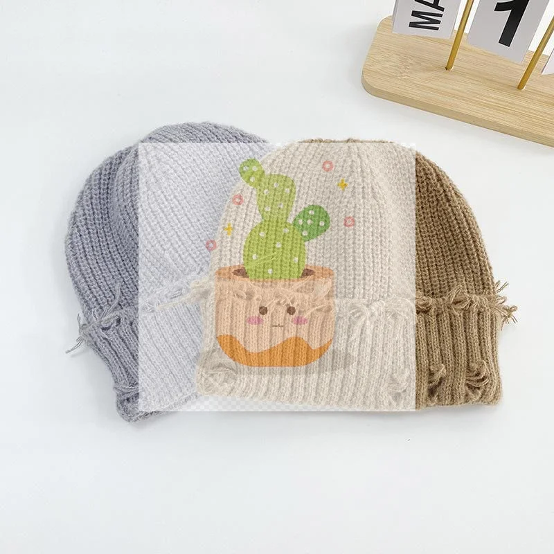 Nowa Zimowa Elastyczna Ciepła Czapka Hip Hopowa Modna Czapka Dzianinowa z Postrzępionym Daszkiem Dla Kobiet i Mężczyzn