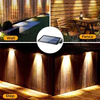 2 Pack Solar Wall Lights 4 LED Solar Fence Lights Outdoor Waterproof Solar Deck Lights Wall Lights for Fence Post Yard Pathway 6