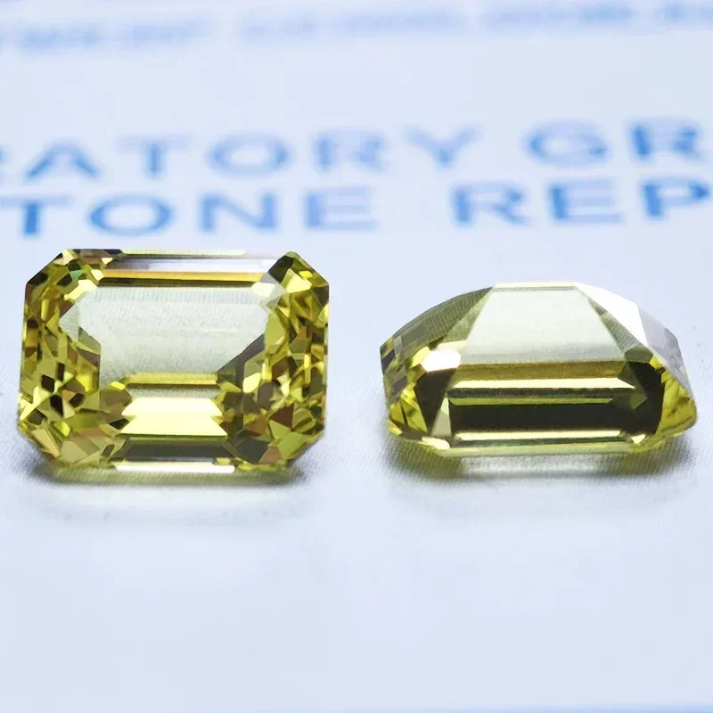 Top Lab Grown Sapphire Emerald Cut Yellow Color VVS1 Gemstone Charms DIY for Jewelry Making Materials Selectable AGL Certificate