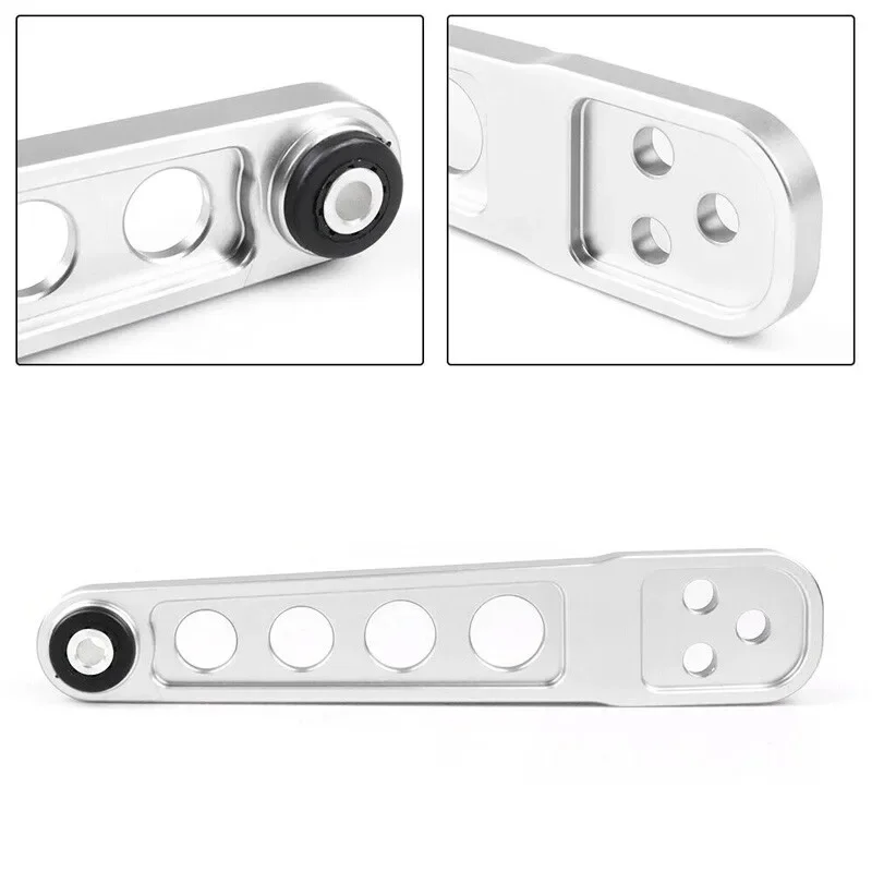 أذرع التحكم السفلي الخلفي من الألومنيوم + دعامة الإطار الفرعي لـ 2001-2005 Honda Civic DX ES LX EX SI EM EP3 فضي #4