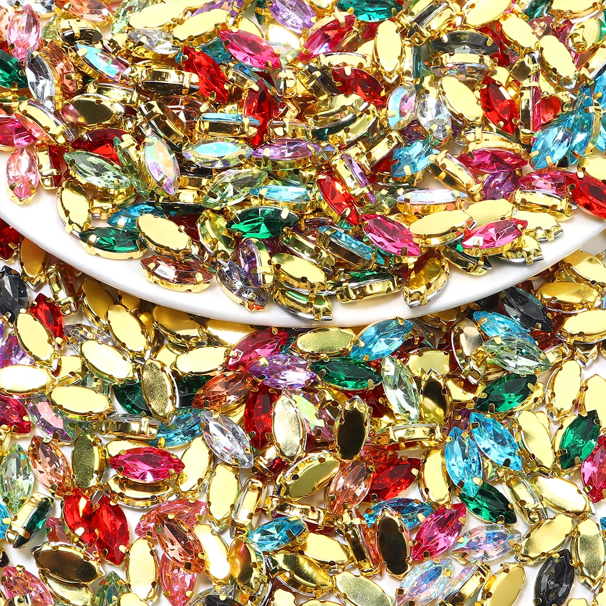 50pcs/lot Horse Eye Shape Claw Rhinestones Four Holes Claw Sew-on Glass Crystals Beads for DIY Crafts Clothes Hat Sewing Supplie image 6