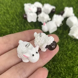 10pcs Small White Sheep Resin Charms Kawaii Jumbuck Animal Pendant For Jewelry Make Diy Earring Keychain Decor Accessory