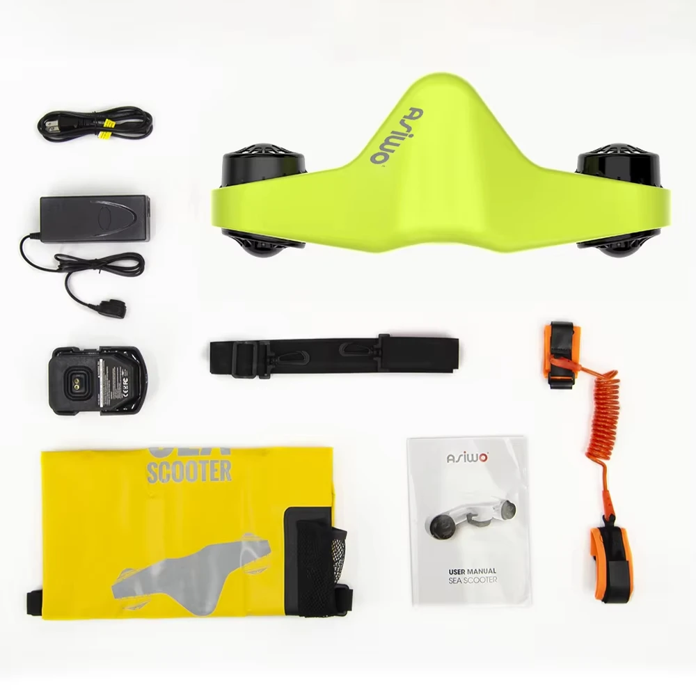 Asiwo Onderwaterscooter Sea Scooter met Action Camera Bevestiging voor Kinderen/Volwassenen, 40M Waterdicht voor Buiten Duiken, Snorkelen en Zwembad