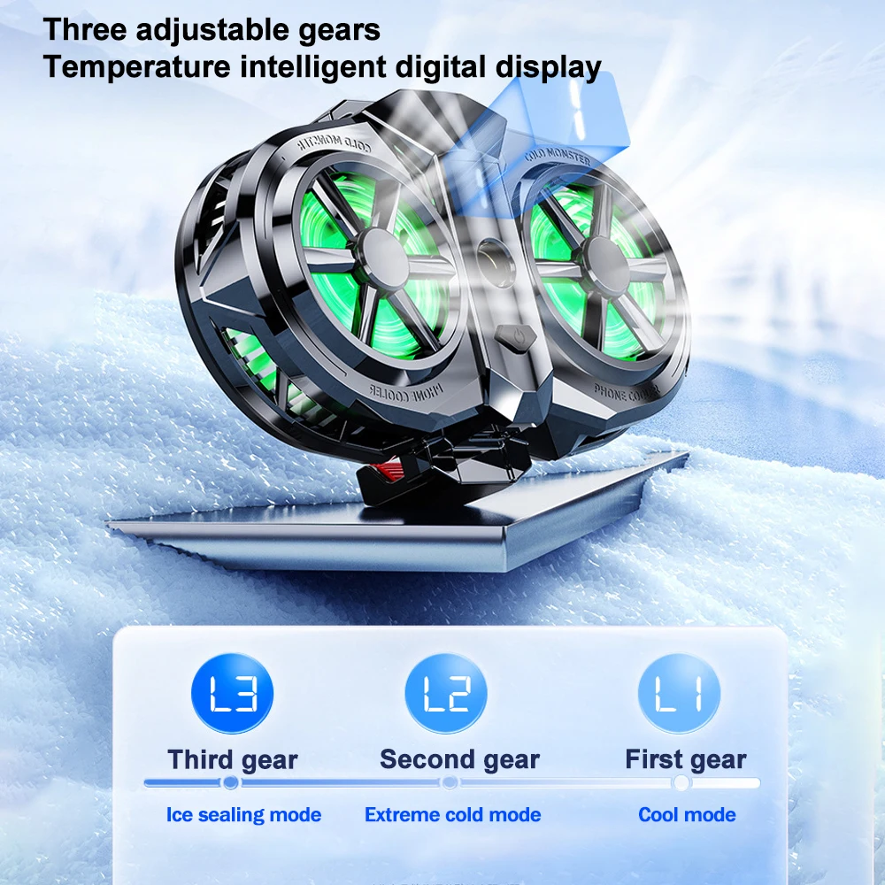 X117 Digital Display Mobile Phone Cooler Semiconductor Live Streaming Radiator for IOS Android 3 Gears Adjustable Cool Heat Sink