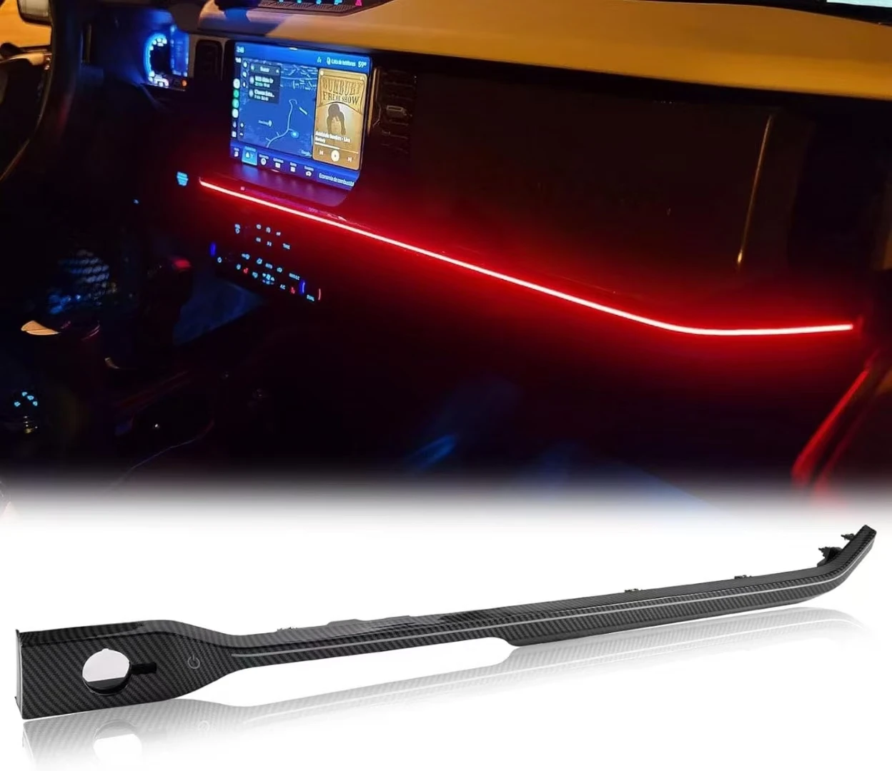 LED Neon Strip Light Center Console Dashboard Trim Compatible For Ford Bronco 2021-2024 Dash Panel Atmosphere Light