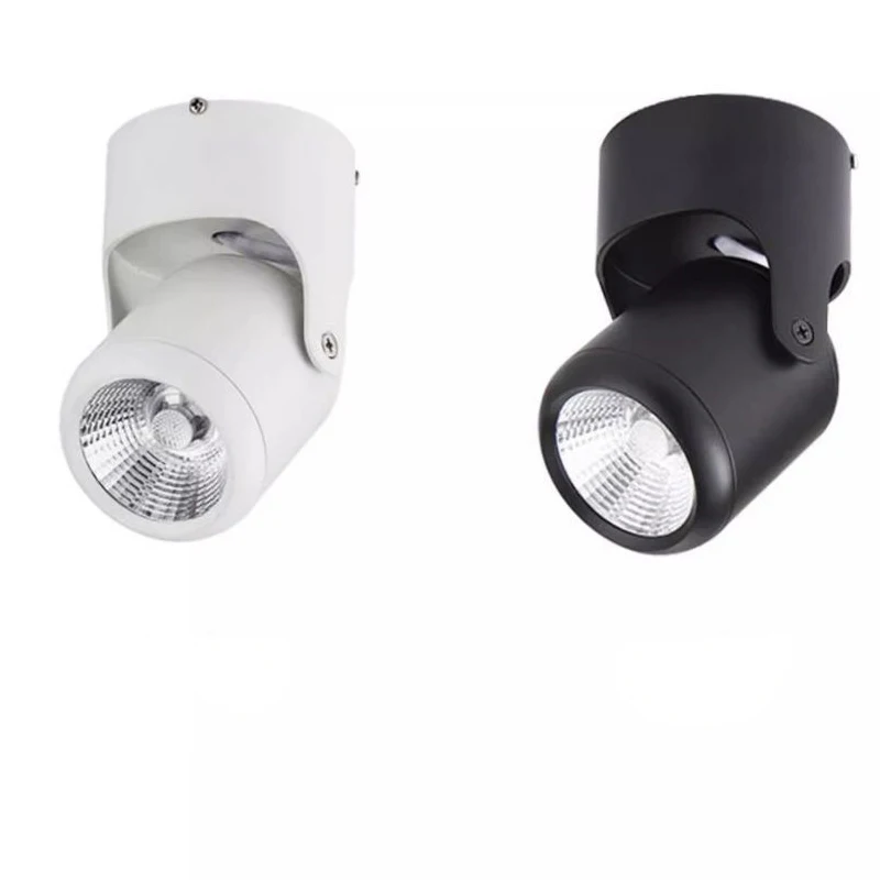 White Black Dimmable Rotating LED Downlights Surface Mounted Adjustment COB AC85-265V 7W 10W 12W 15W  Ceiling Lamp Spot Light