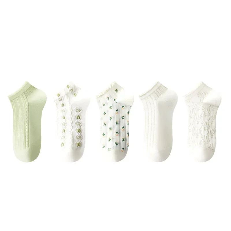 Calcetines cortos antibacterianos finos que absorben el sudor, malla de boca poco profunda, transpirables, bonitos, simples, cómodos, informales, verano 1/5