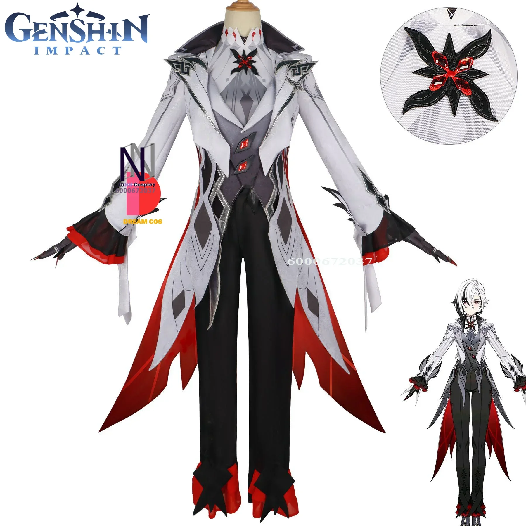 

Genshin Impact Game In Stock Knave Arlecchino Cosplay Costume Fatui Harbinger Full Set Heels Boots Wig High Quality Fans Party