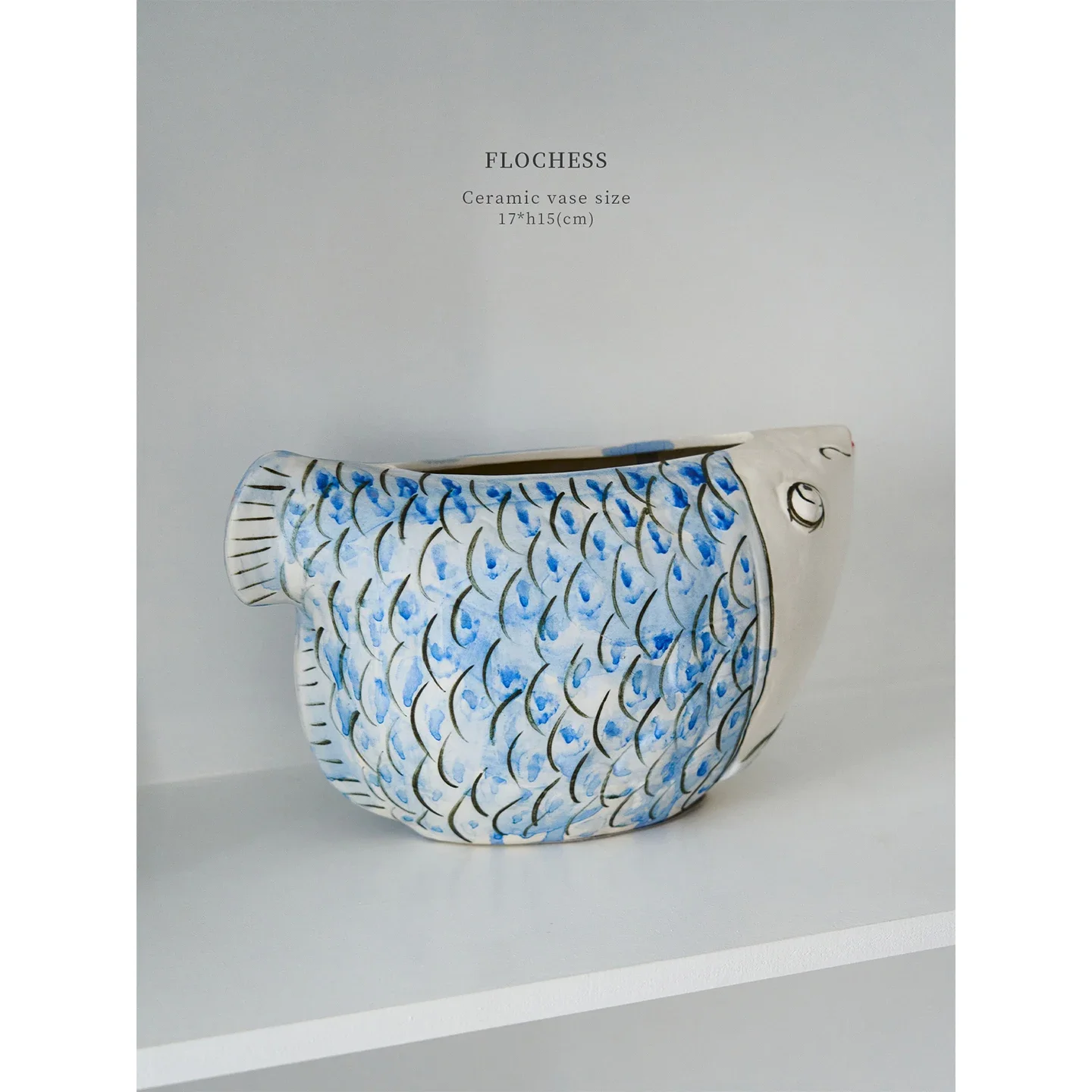 Ceramic Vase Fish Chinese-style Retro Porcelain Vase Handmade Flower Vase Goldfish Shape Home Decoration Accessories