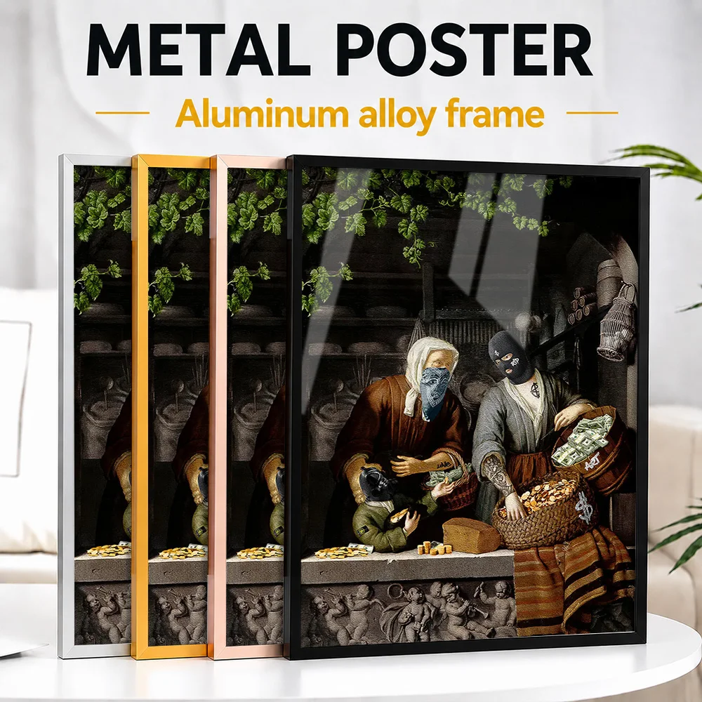 Masked Merchants Still Life Framed Metal Print Customized Street Tribute Wall Art Perfect Within Loft As Creative Collectors