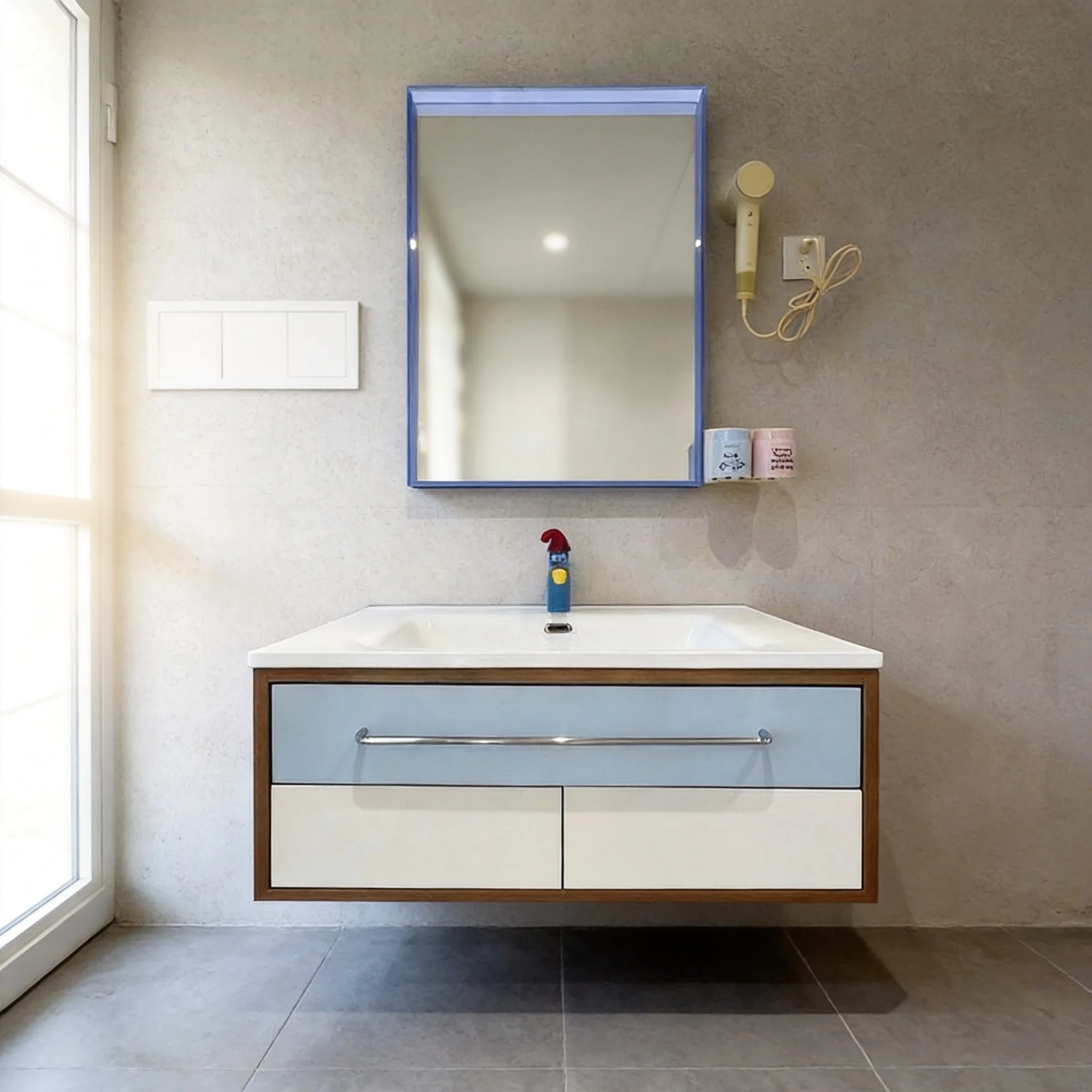 Pure solid wood paint bathroom cabinet combination medieval Bauhaus washstand ceramic integrated basin