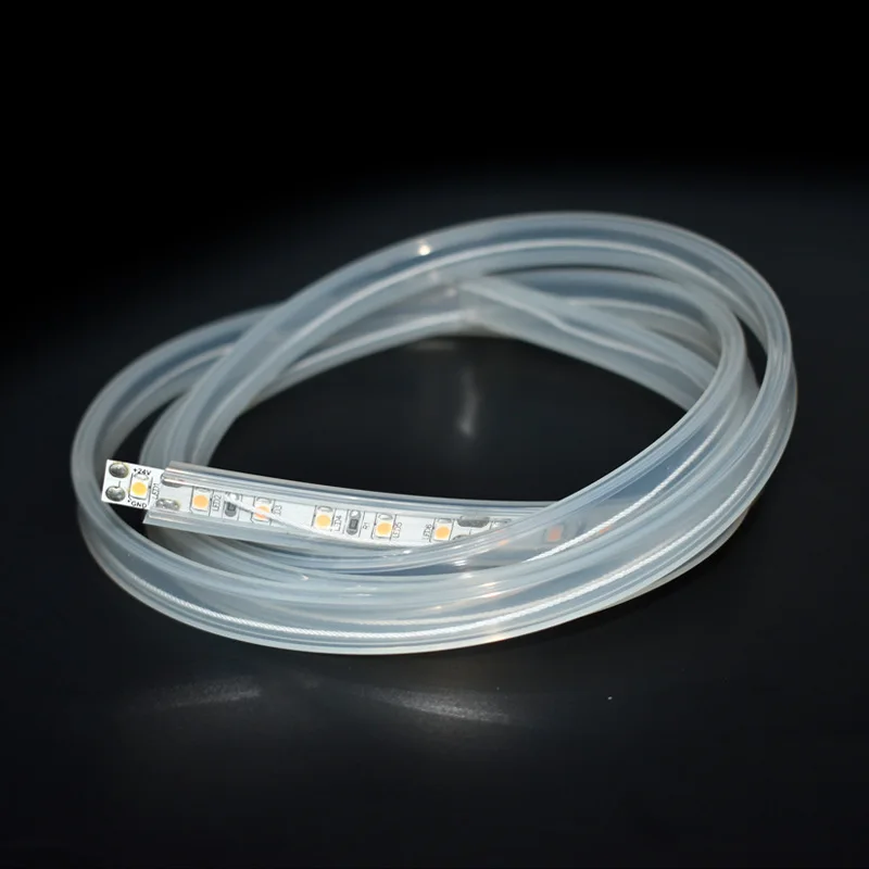 Impermeável tubo de silicone transparente, LED Light Strip, tubo de borracha flexível, End Caps, fivelas Clip, IP67, 8mm, 10mm, 12mm, DC12V, 24V