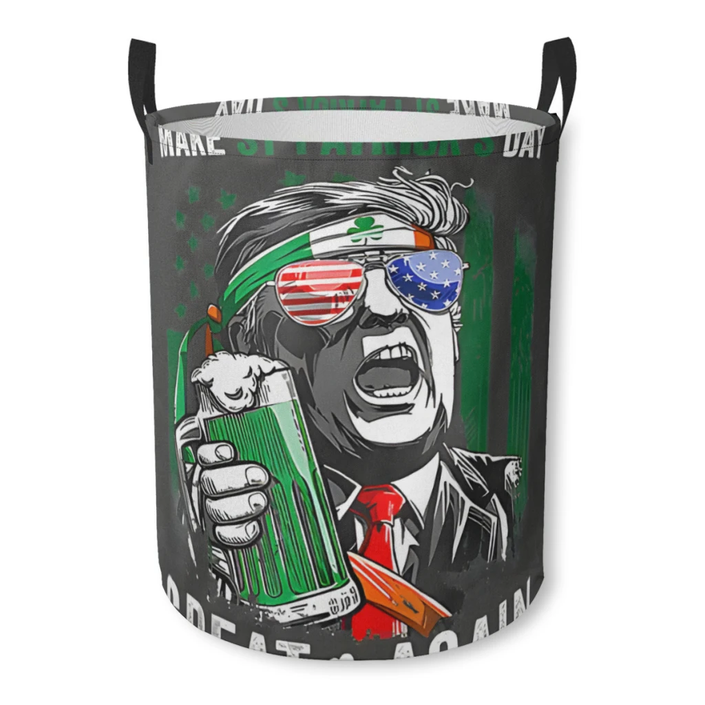 

Laundry Basket Make St Patricks Day Great Again Fun Leprechaun Trump Beer Fabric Laundry Moving Folding Dirty Laundry Basket