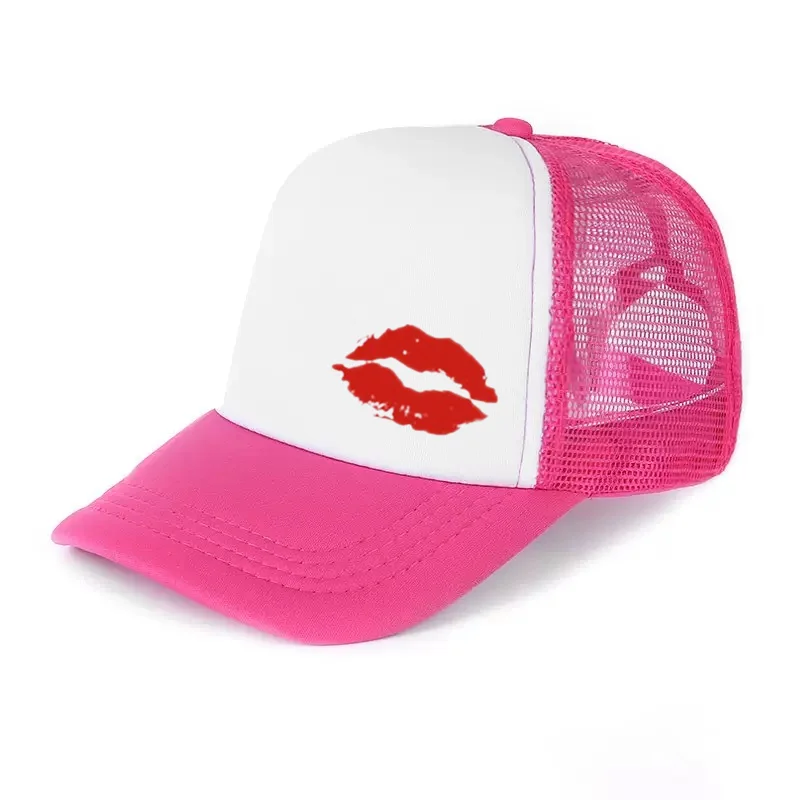 หมวกตาข่ายลำลองพิมพ์ลายกันแดด หมวกเบสบอลคอสเพลย์ หมวกบารากลาวาแบบปรับได้สำหรับคู่รัก สีแดงเซ็กซี่  สำหรับขี่มอเตอร์ไซค์