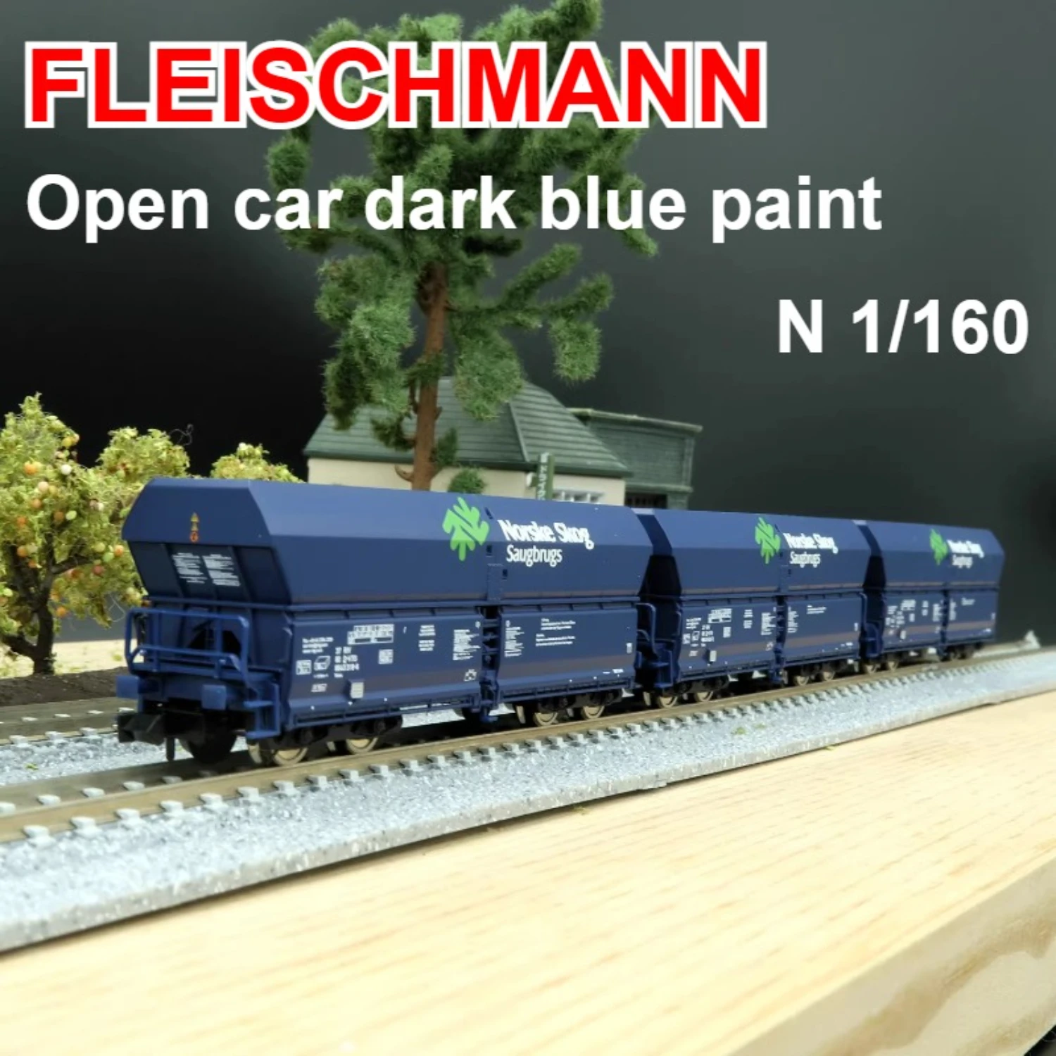 

FLEISCHMANN N Тип 1/160 Модель поезда 6660089 Открытый автомобиль Темно-синяя краска Трехсекционный комплект поезда Игрушка для мальчика в подарок