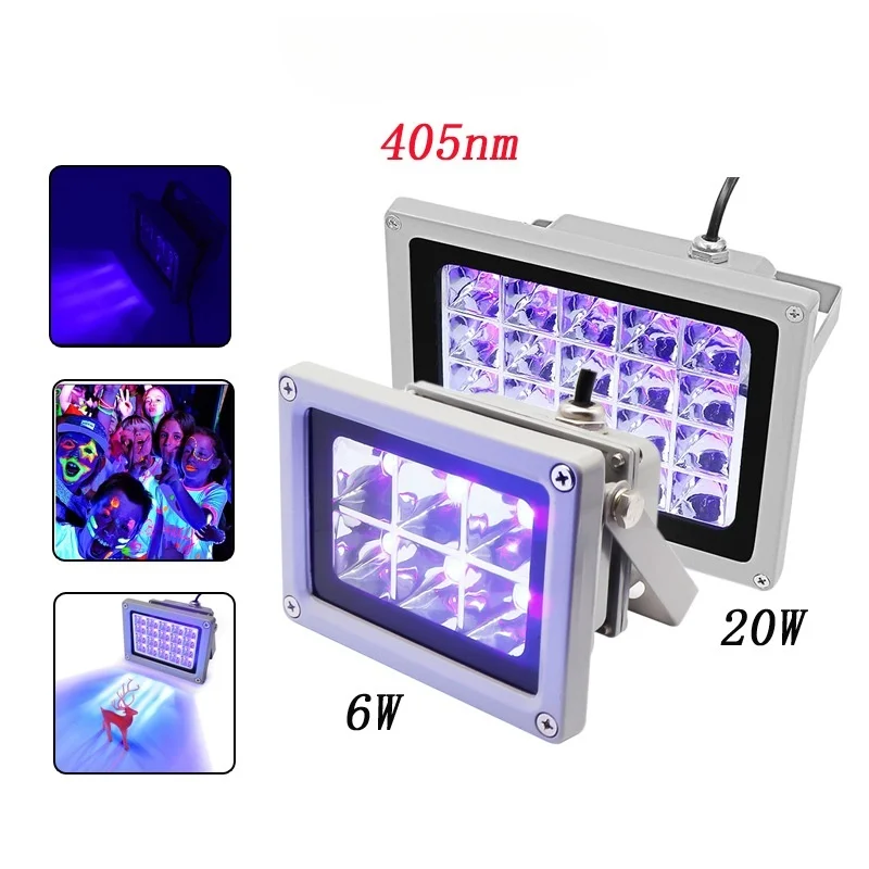 

6W/20W UV glue curing lamp small curing equipment led indoor lighting fixture 405nm ultraviolet ink projector light
