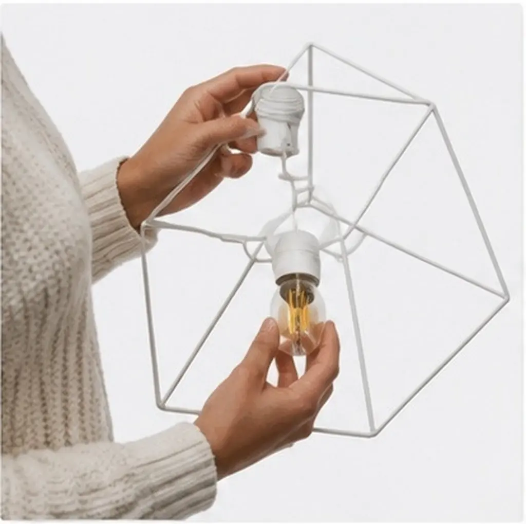 Lamp Shade Frame E27 DIY Industrial Metal Lampshade Frame Rustic Wire Cage Light Guard Pendant Light Fixture Farmhouse Hanging