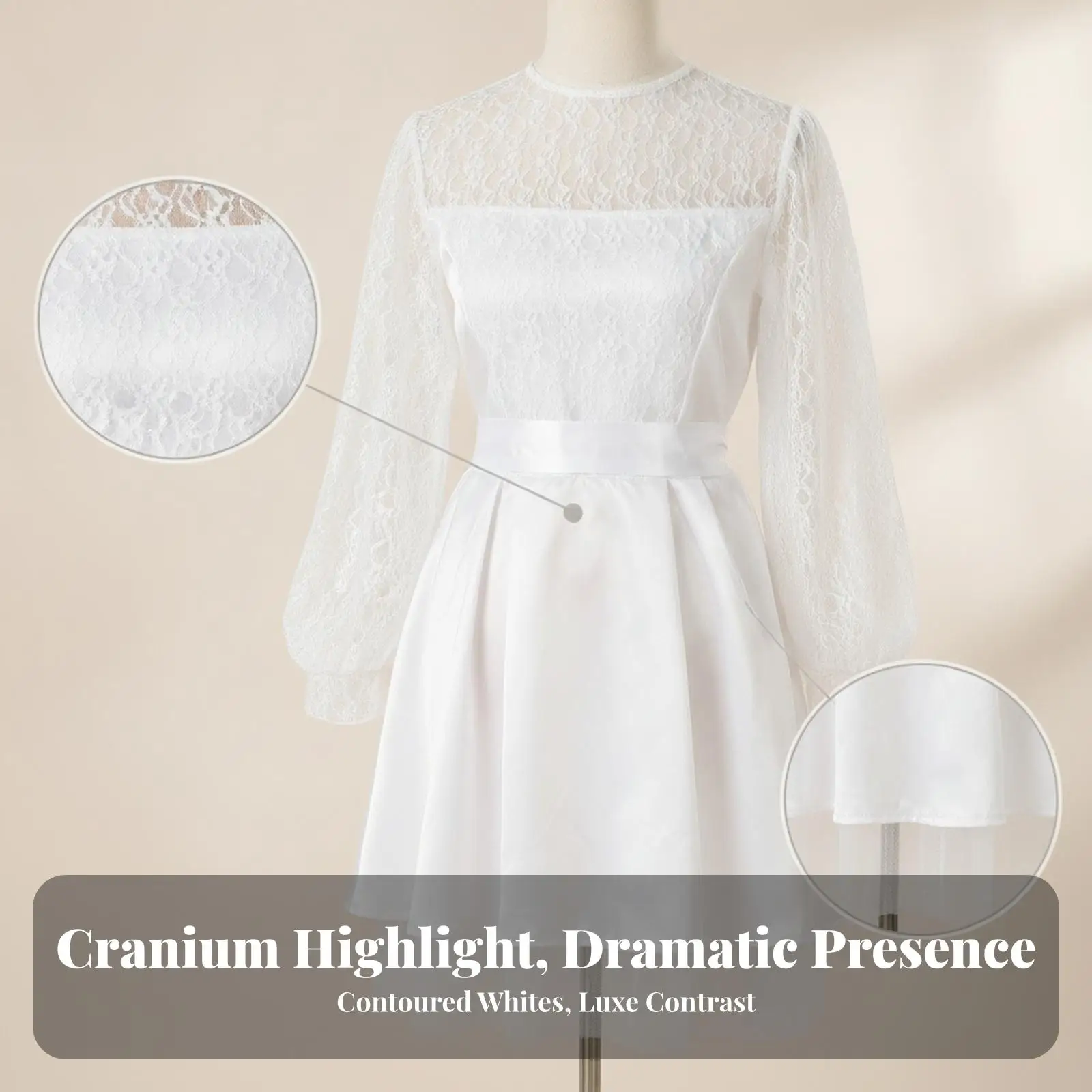 Women Performance Costume Lace Bridal Party Dress with Headpiece for Cosplay Stage Shows