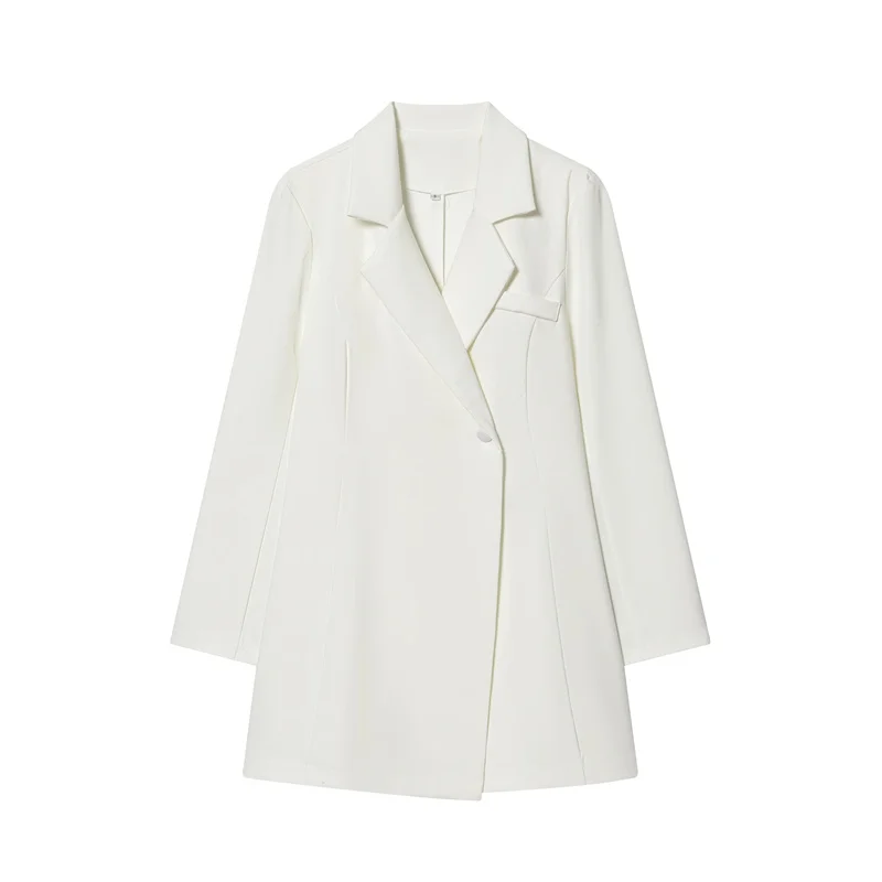 Women's Suit 2026 Spring New White Long-Sleeve Waist-Fitted Blazer with Wrap Waist Mini Skirt Set Stylish and Chic Sharp