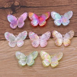 10pcs 8 Color 30*40MM Fashion Resin Gradient Butterfly Pendant Animal Charms For Woman Girls Cartoon Jewelry DIY Earrings