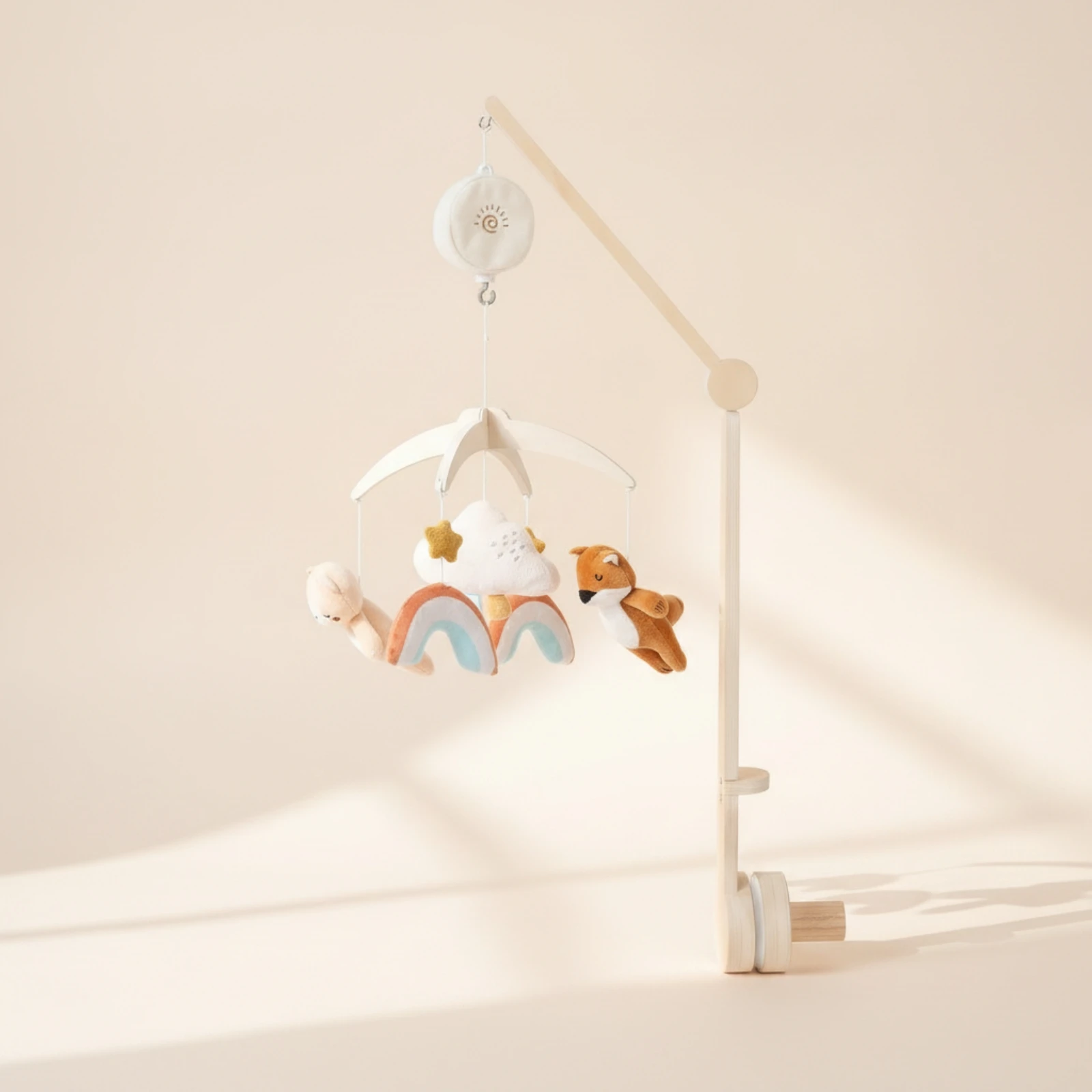 Baby Mobile with Music Box Wooden Crib Mobile Toy Rotating for Newborn