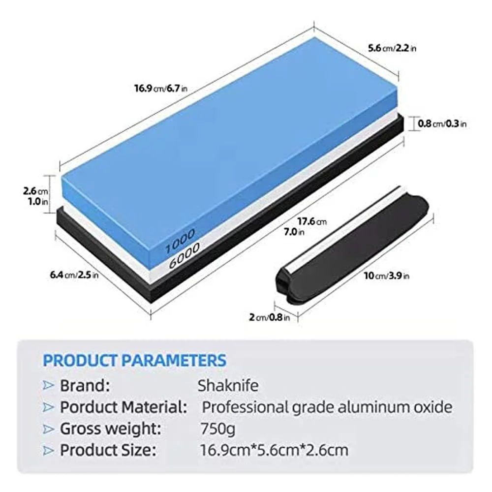 Knife Sharpening Stone 1000/6000 Grit,2-In-1 Dual Sided Whetstone ,Water Stone with Non-Slip Silicone Base Holder