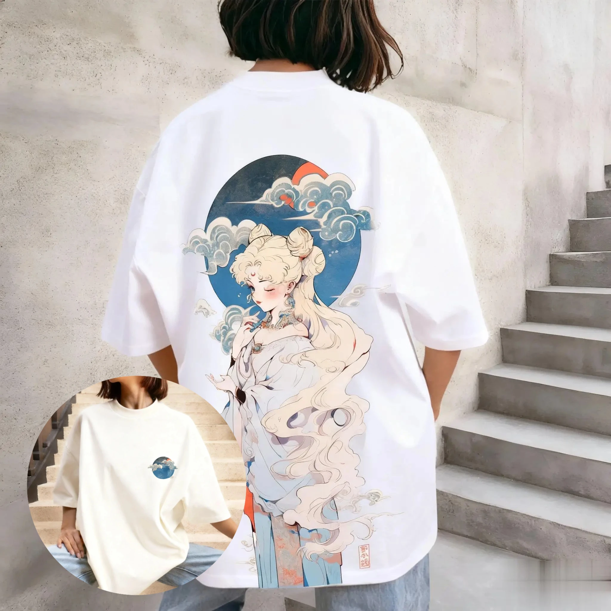 

Футболка с рисунком в стиле аниме «Сейлор Мун», женская и мужская винтажная уличная футболка большого размера, летняя футболка с короткими рукавами Y2k, модные повседневные топы унисекс