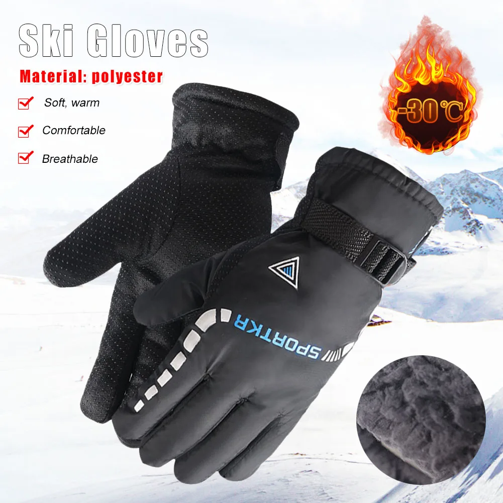 

Waterproof Winter Warm Ski Cycling Motocycle Gloves Antislip Thickness Thermal Sports Camping Gloves for Men Women Travel Gloves