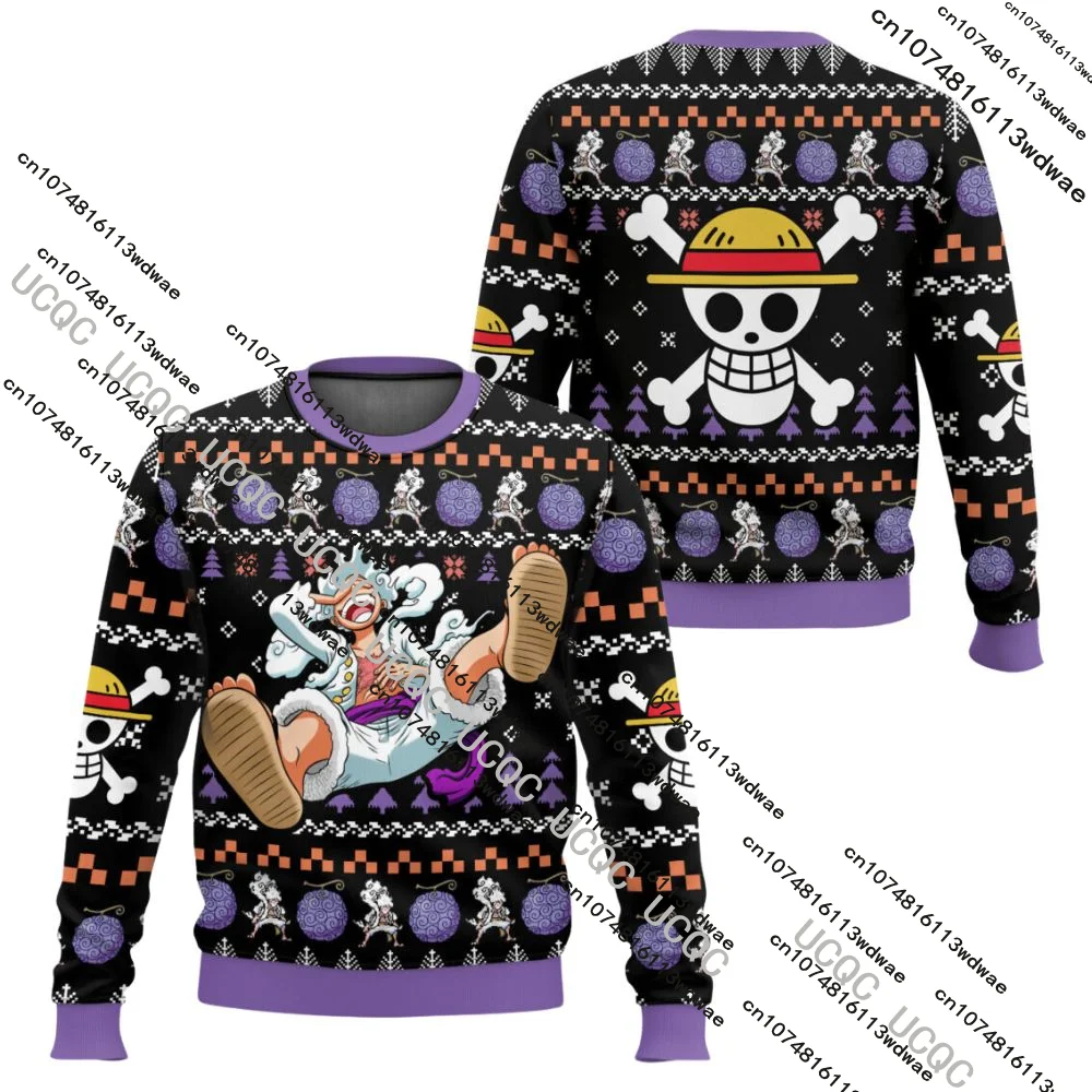크리스마스 한정 원피스 루피 스웨트셔츠 애니메이션 크리스마스 조리어 로저 풀오버 캐주얼 남성 힙합 스트리트 키즈 크리스마스 선물