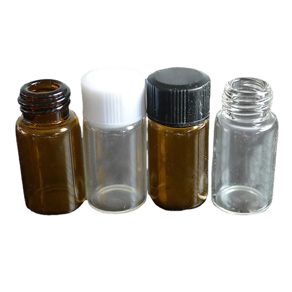 30Pcs Clear Amber Glass Small Medicine Bottles Brown Sample Vials Laboratory Powder Reagent Bottle Containers Screw Lids