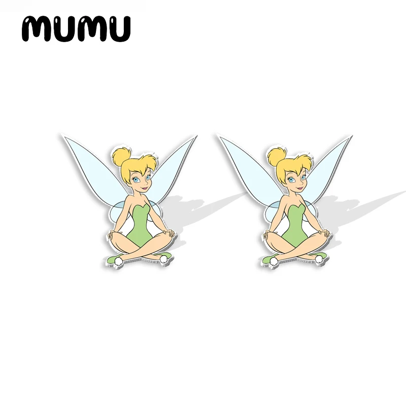 2024 New Tinkerbell Stud Earring Little Fairy Epoxy Jewelry Resin Acrylic Earrings Handmade Gifts Fan