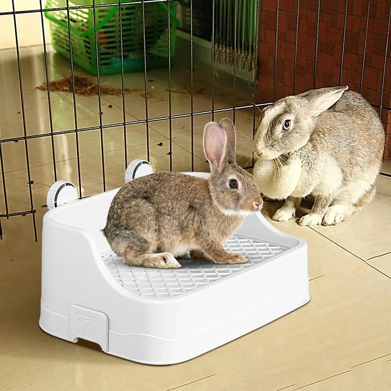 Rabbit Litter Box Small Pet Toilet Tray Large Capacity Cage Litter Box Square Pet Toilet With Buckle For Guinea Pigs Chinchillas