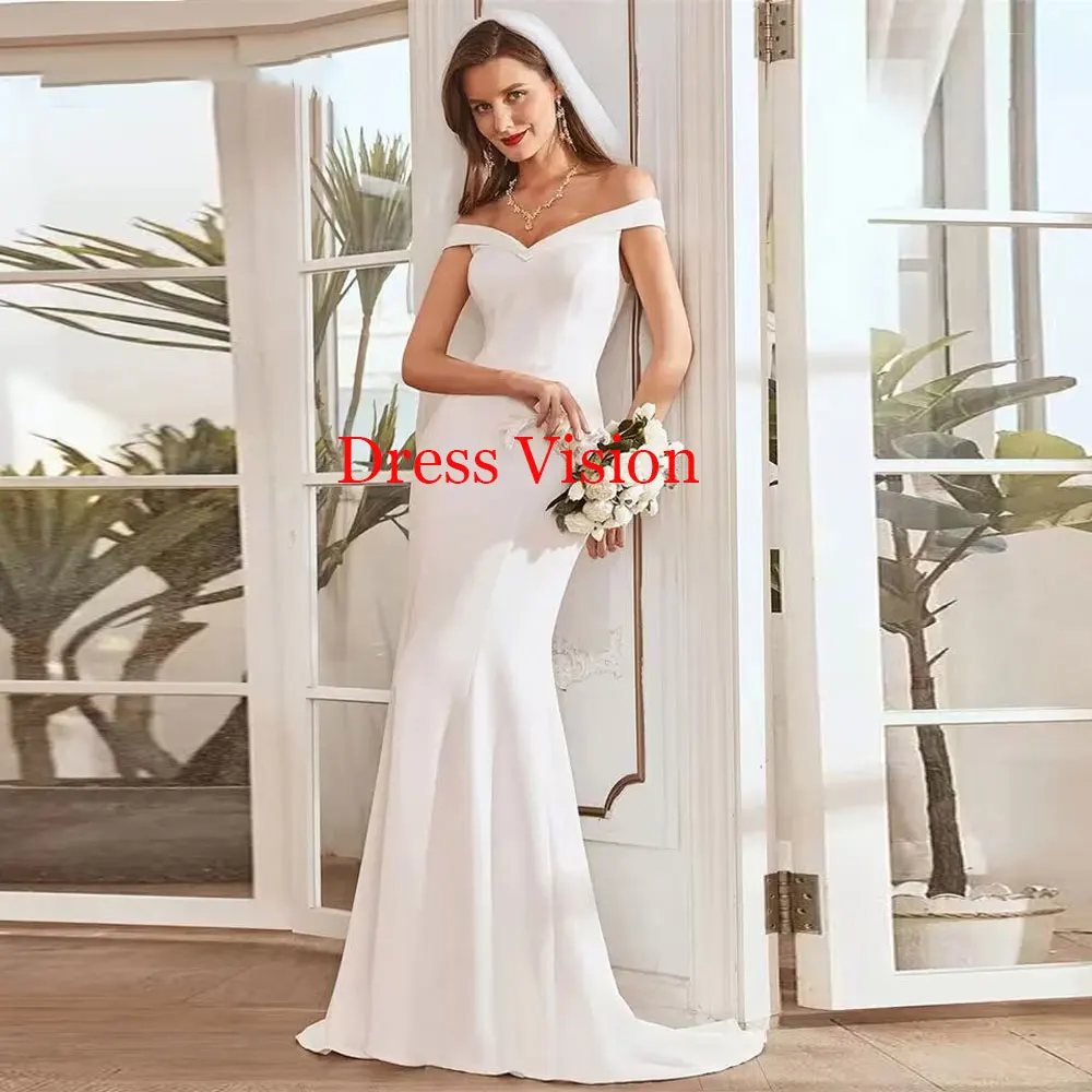 Elegant Mermaid Satin Simple Wedding Dress Graceful Sweetheart Neck Off The Shoulder Bridal Gown Vestidos Elegantes Para Mujeres