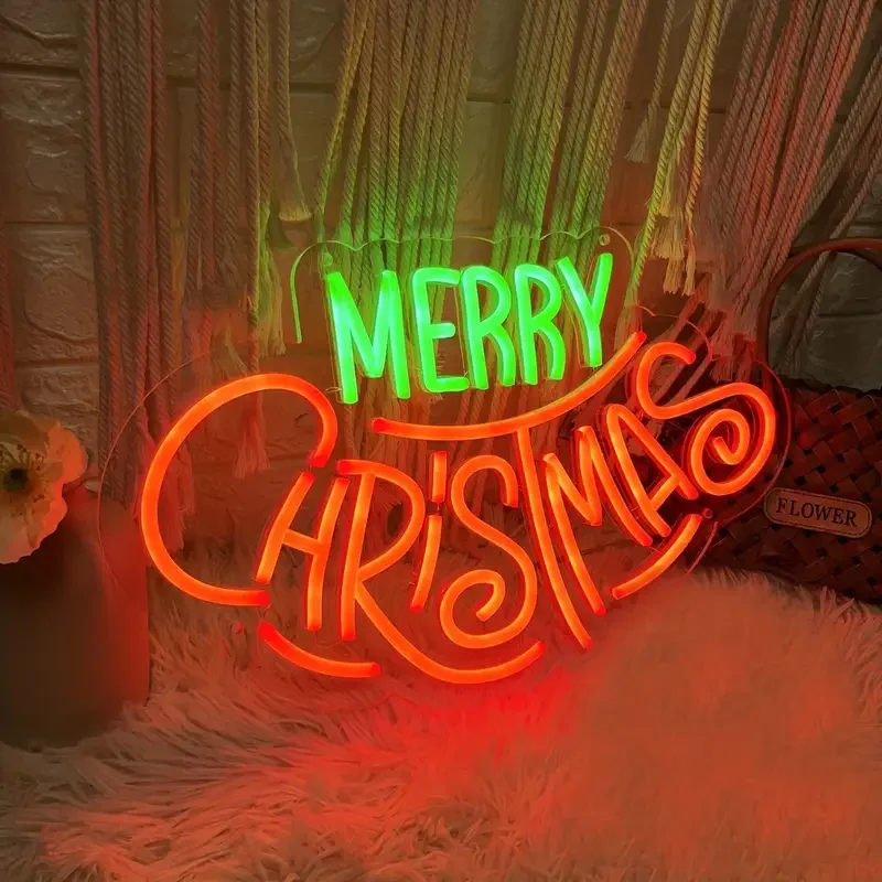 

С Рождеством, красный, зеленый неоновый свет с белой звездой, питанием от USB, подходит для домашней вечеринки, кафе и офиса, идеальный праздничный декор