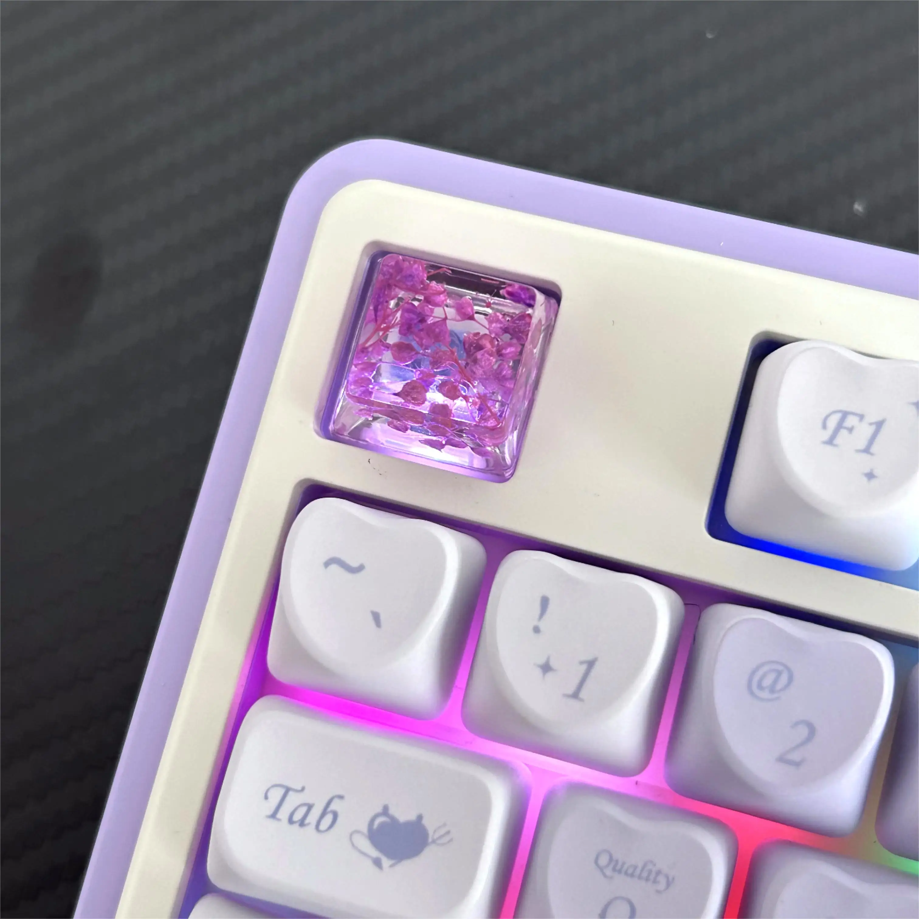 Drop Glue DIY Resin Transparent Dry Spline Cap Full Sky Stars True Flower Mechanical Keyboard Keycaps Personalized Keycap