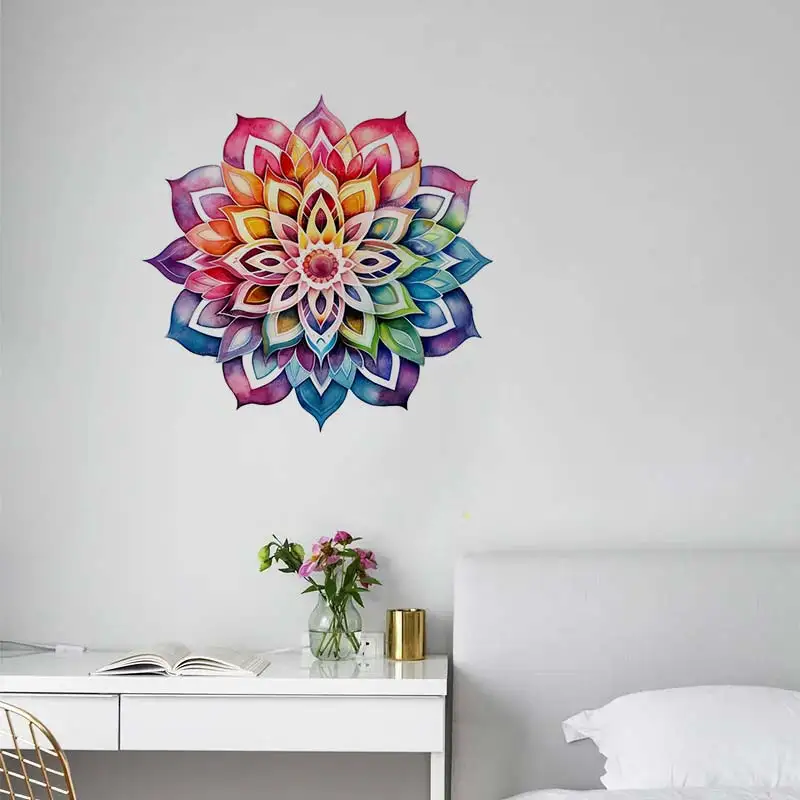 Pegatina de Mandala para pared, Mural artístico para decoración de baño, inodoro, sala de estar, armario, refrigerador, calcomanías para decoración