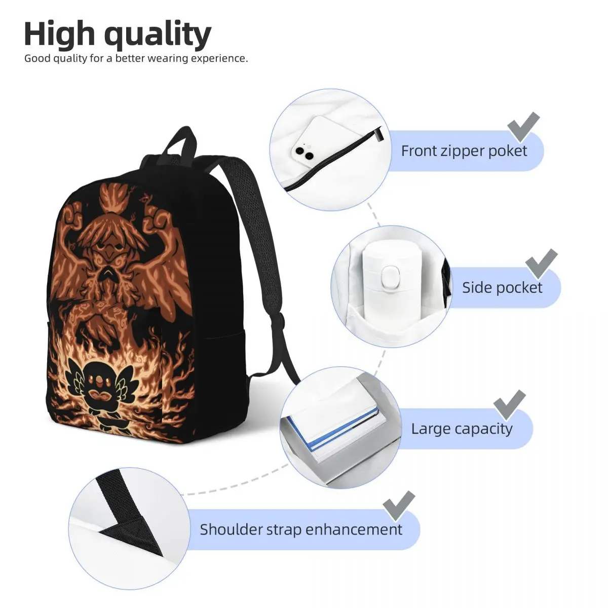 Ritorno a scuola regalo Silhouette Fighting Owl Evolution Multi scomparto borsa Pokemon Classic For Boy Girl Daypack Outdoor