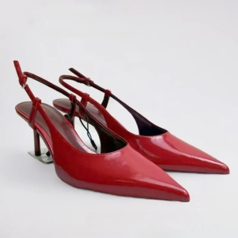 

Роскошные дизайнерские летние женские сандалии, пикантные туфли с острым носком и пряжкой на ремешке, вечерние туфли на шпильке для выпускного вечера, туфли на высоком каблуке с открытой пяткой