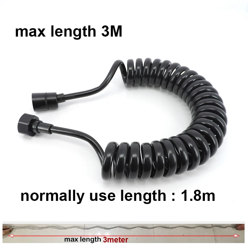 black 1.5m 2m 3m plumbing fittings Spring Flexible Water Pipe Retractable telephone line tube shower head Hose For Toilet Bidet