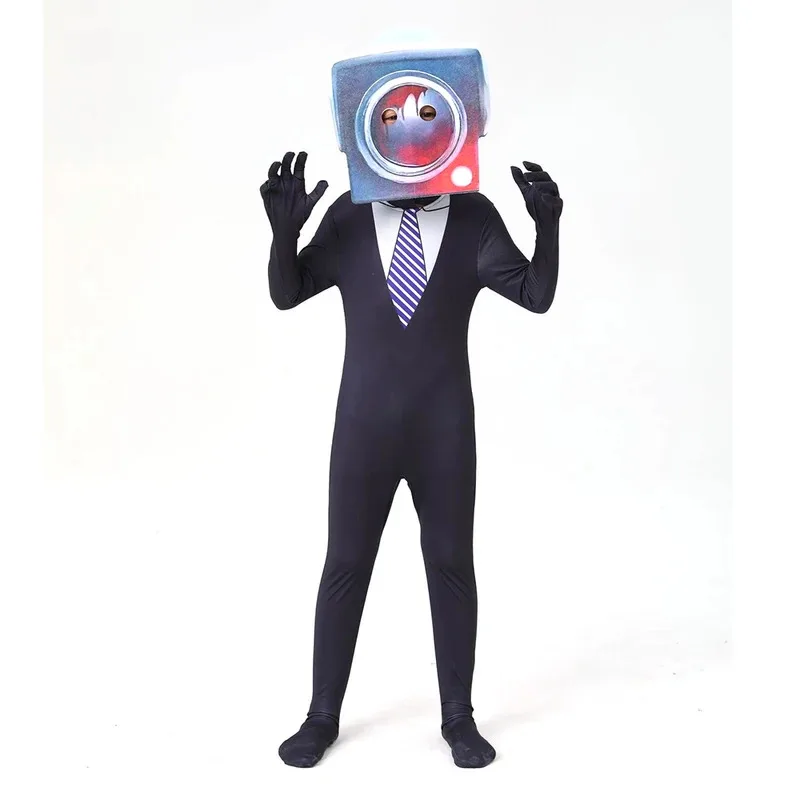 Kostum Halloween 2025 yiyi Game Skibidi Toilet Cameraman Kamera Speaker TV Toilet Man Anak Dewasa Headgear Jumpsuit