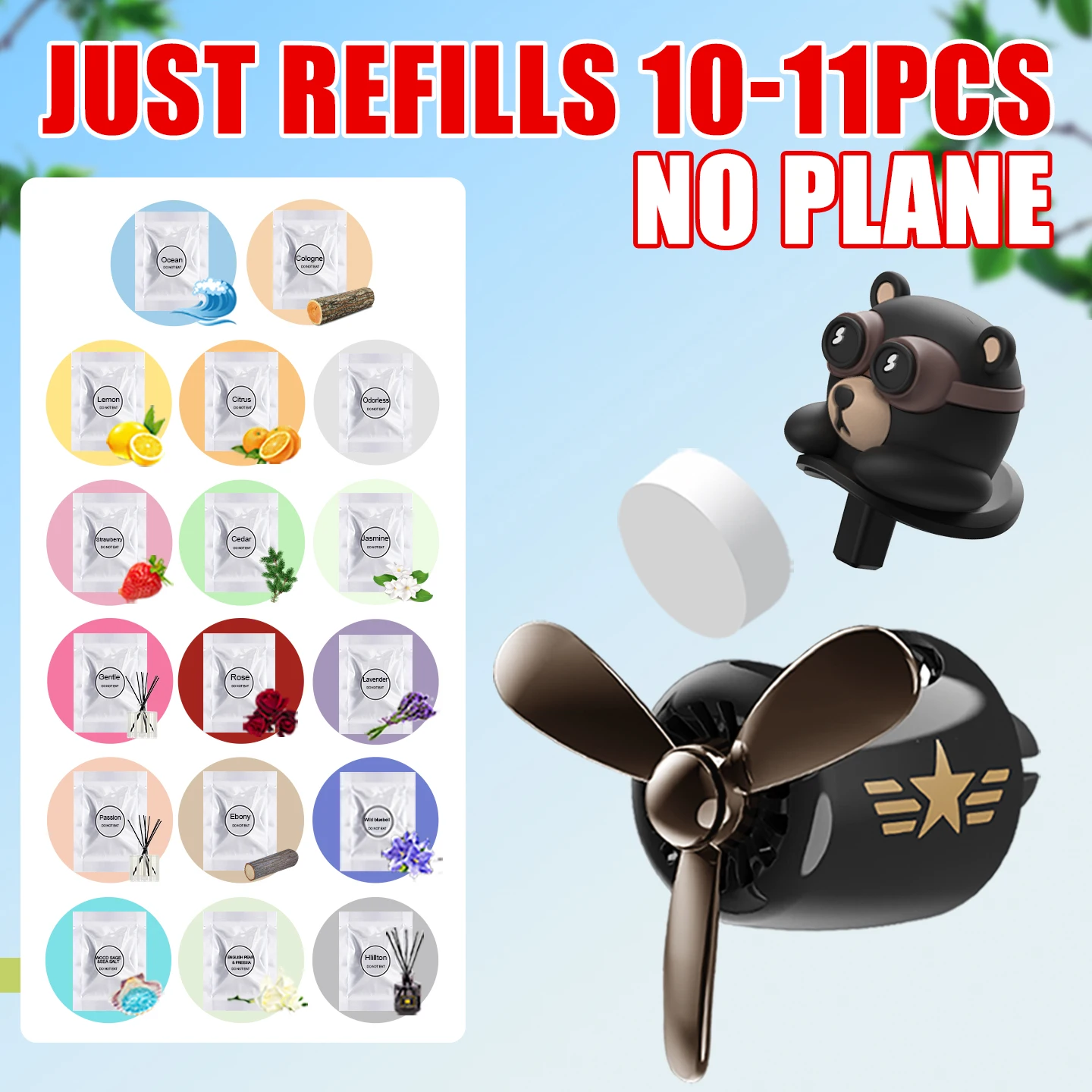 Apenas recargas excluir qualquer avião piloto urso ambientadores de carro comprimidos de substituição fragrância suplemento de aroma acessórios de perfume